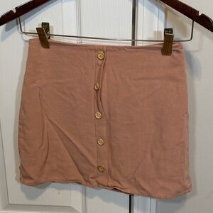 Blue Blush Button-Front Mini Skirt in Peach